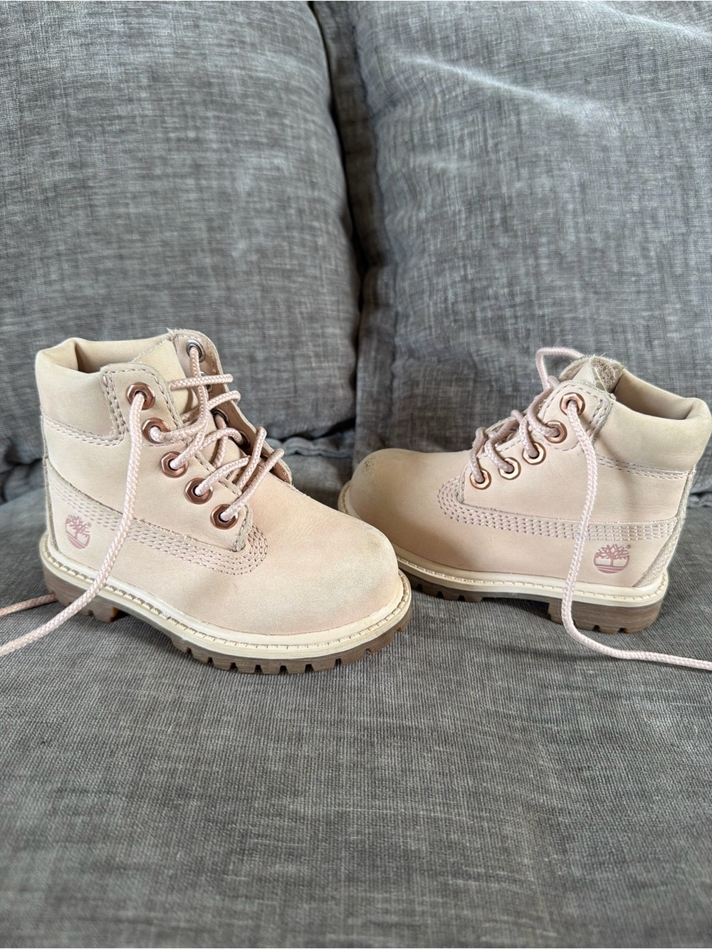 Timberland Kids Blush Tan Nubuck Lace-Up Boots